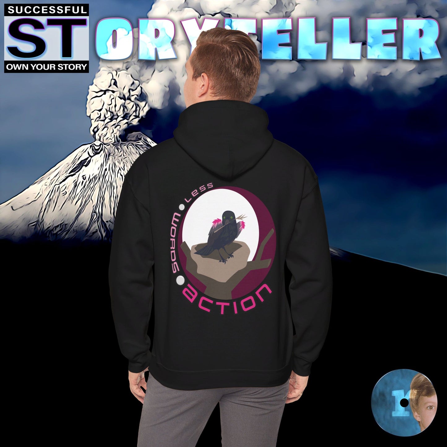 Storyteller Hoodie, Less 🌕 Words 🌕 Action, + Free PreSequel