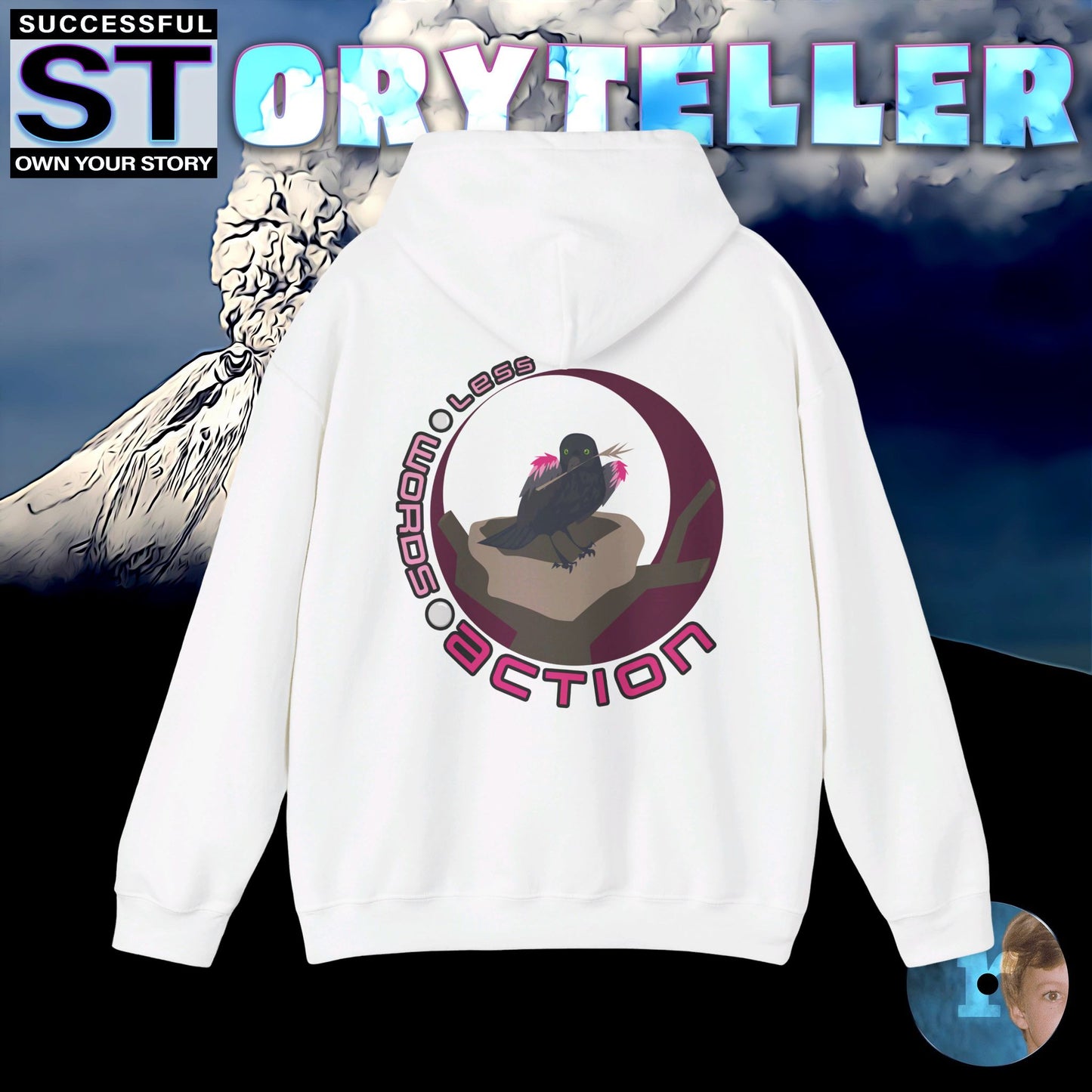 Storyteller Hoodie, Less 🌕 Words 🌕 Action, + Free PreSequel